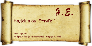 Hajduska Ernő névjegykártya